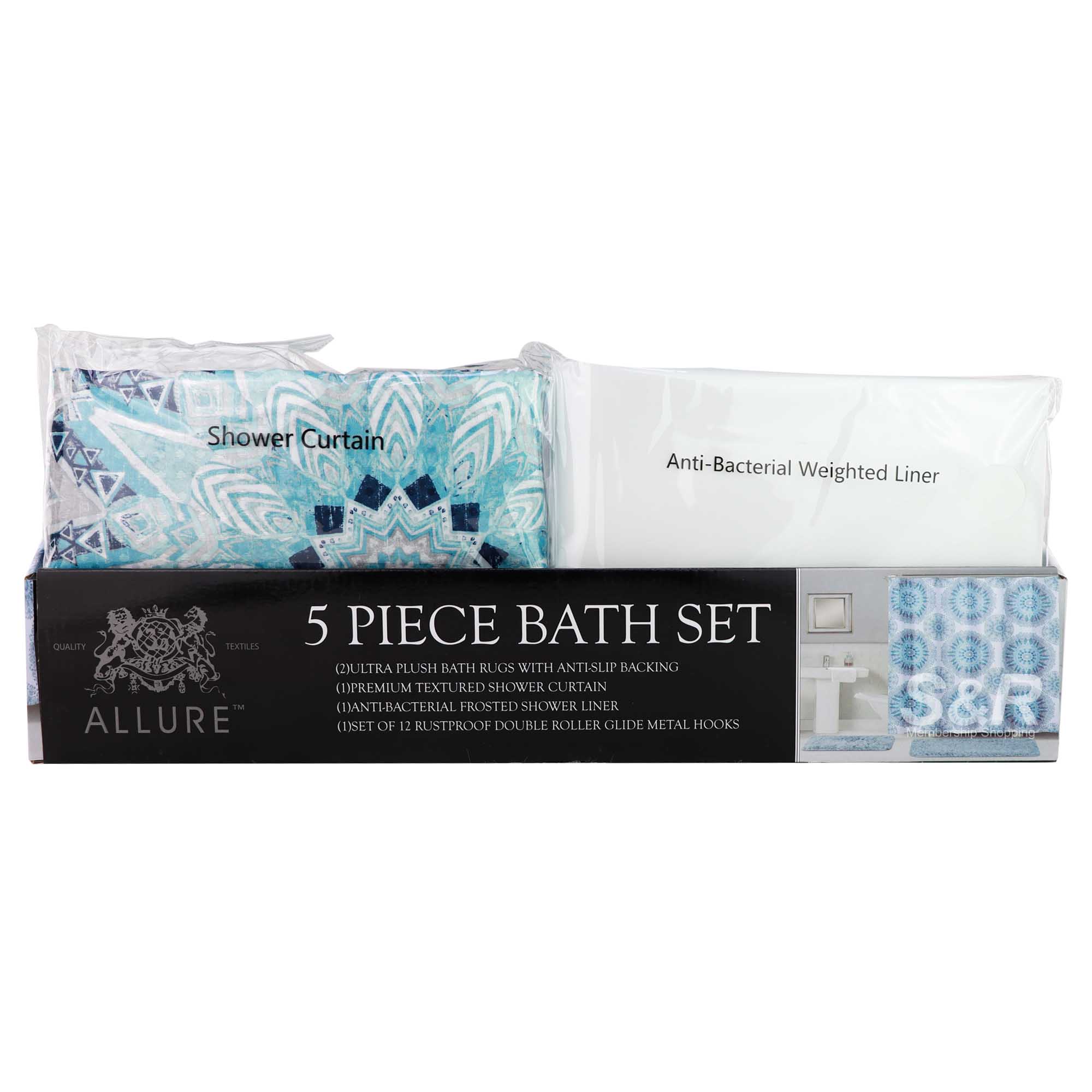 Allure 5 Piece Mandala Blue Color Bath 1 Set